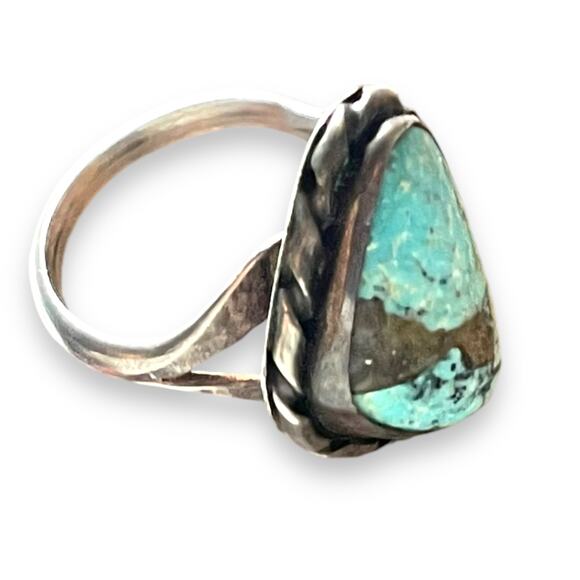 Vintage Sterling Silver Turquoise Ring sz 5 - Picture 3 of 7